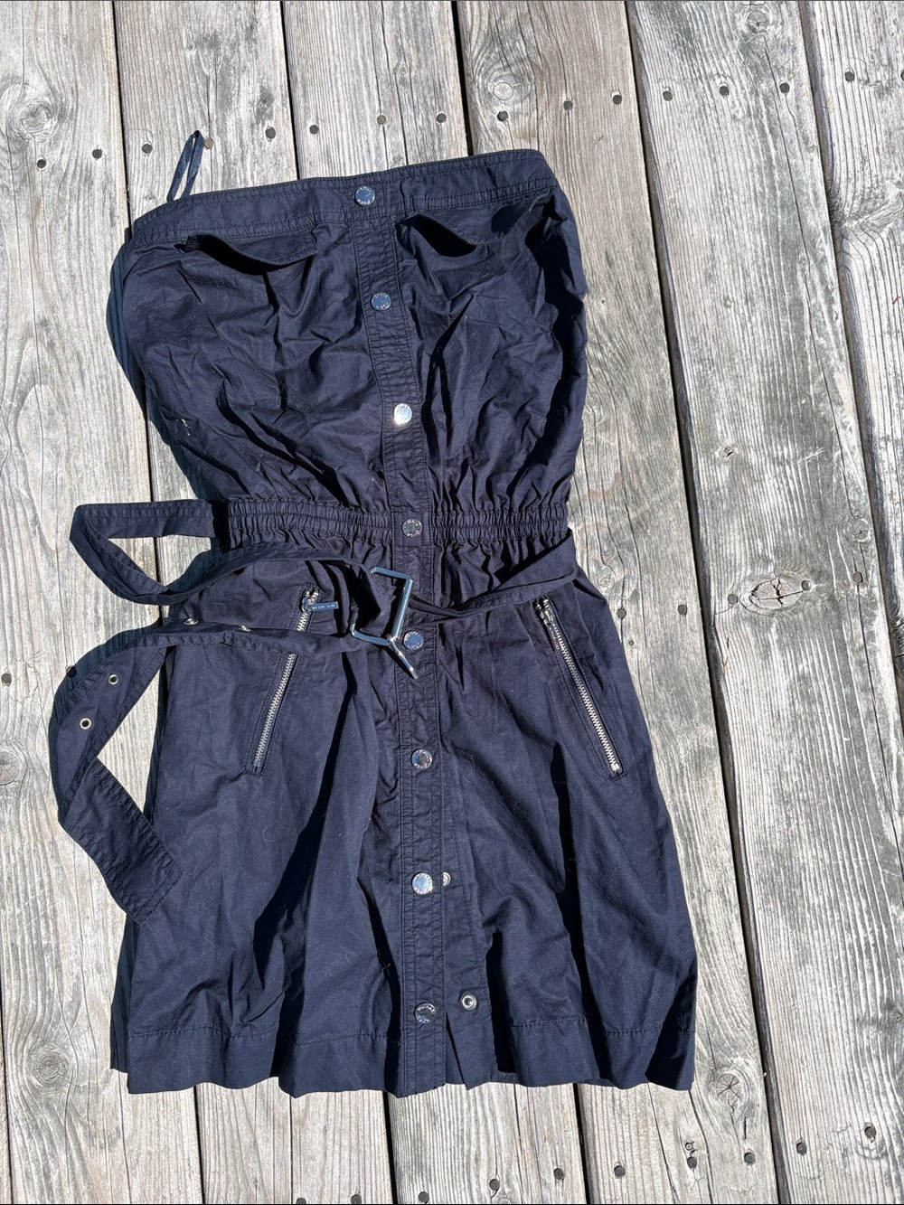 MICHAEL Michael Kors Navy Strapless Summer Dress with Waist Tie